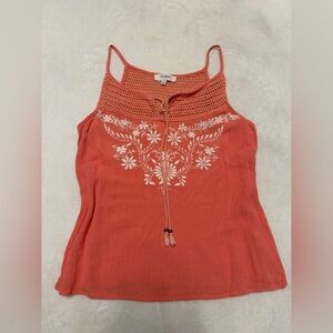 Umgee Boho Coral Embroidered Cami